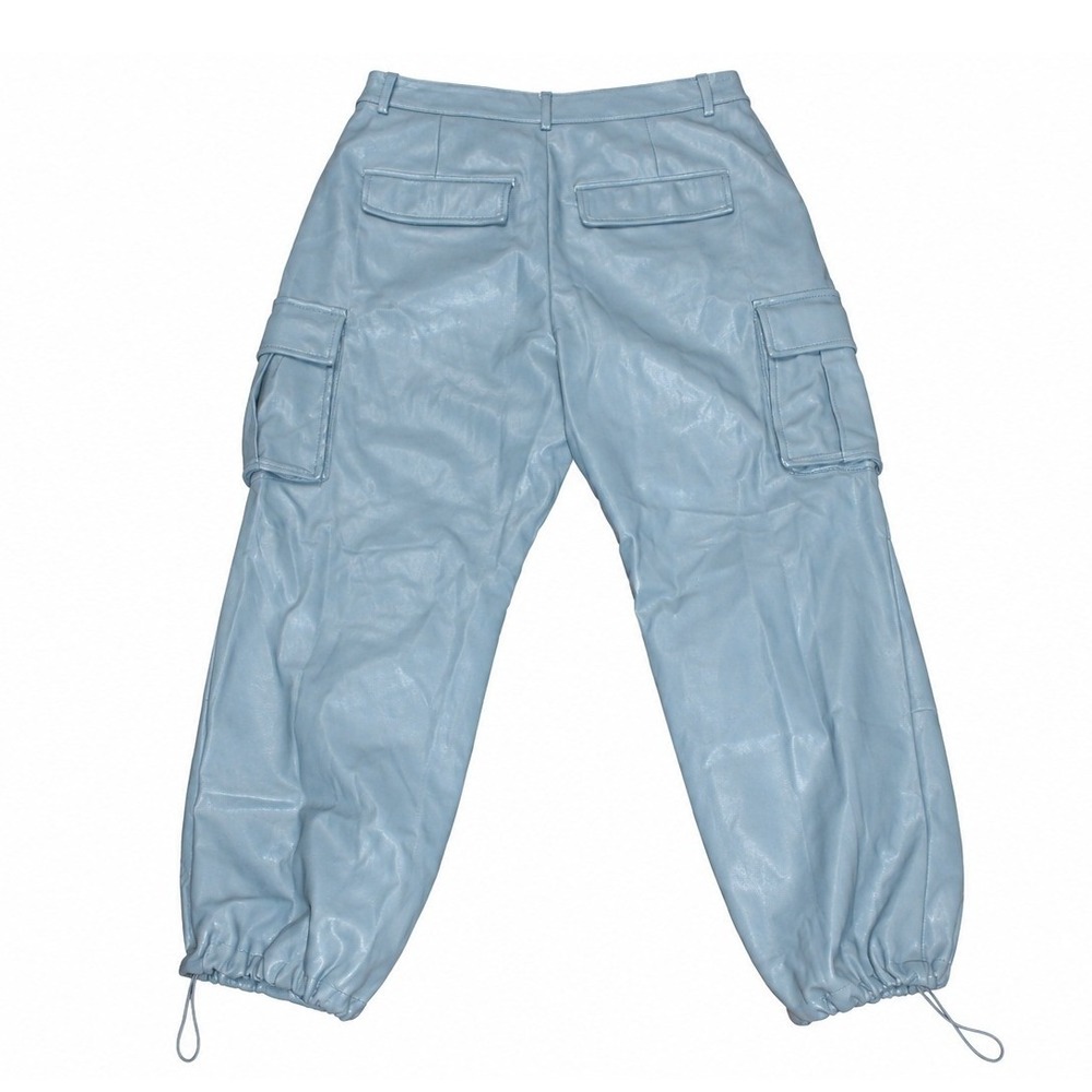 7 For All Mankind Vegan Leather Cargo Pants Women M Slate Blue - Picture 3 of 7